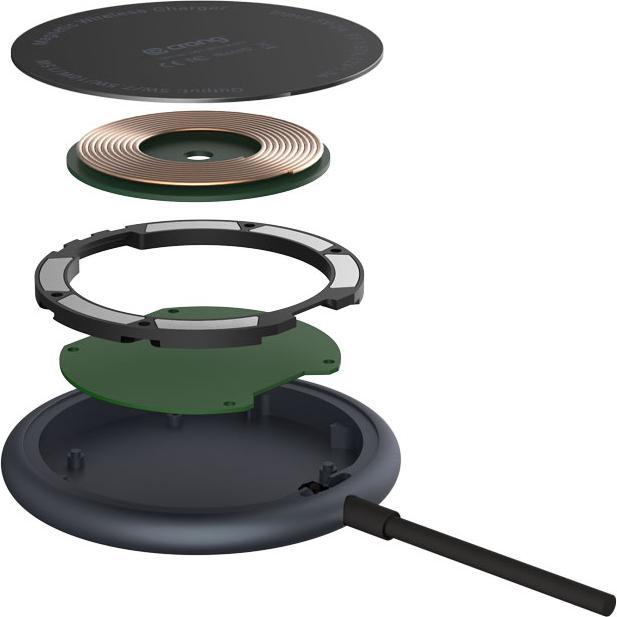 Actual product image Crong MagSpot Wireless Charger - Aluminiowa ładowarka MagSafe 15W (Graphite) (15 W)