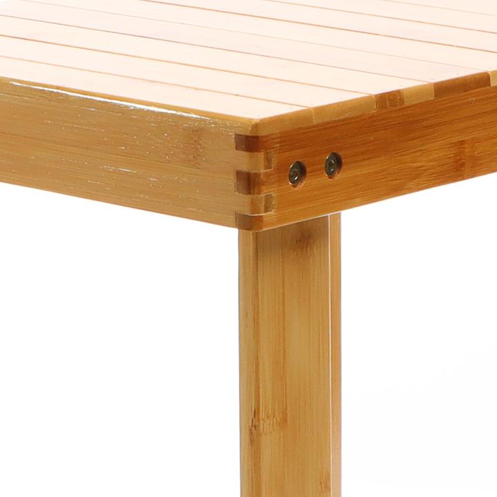 Actual product image Toboli Seat Stool 440x280x408mm Bamboo Side Table End Table Wooden Bath Stool w/Shelf Natural Design
