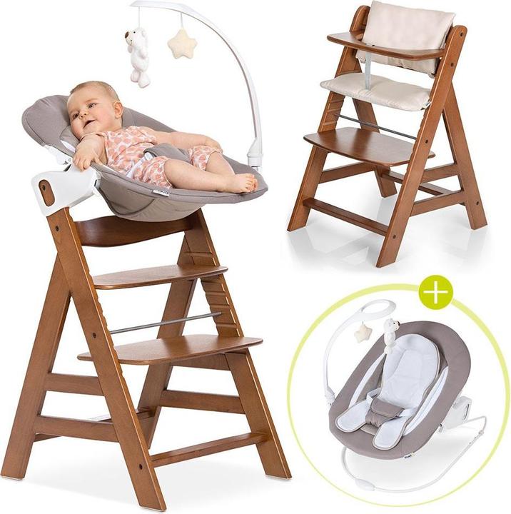Produktbild Hauck Hochstühle Alpha Plus Walnut Newborn Set Deluxe - 4-tlg. (Hochstuhl)