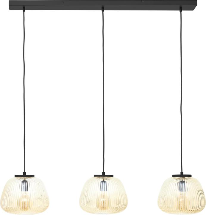 Actual product image Brilliant Kaizen pendant light 3-light amber-black matt (E27)