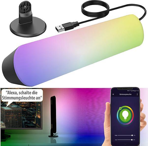 Produktbild Luminea WLAN-USB-Stimmungsleuchte mit RGB+CCT-LEDs, App, 80 lm, 3,5 Watt, schwarz (80 lm, IP44)
