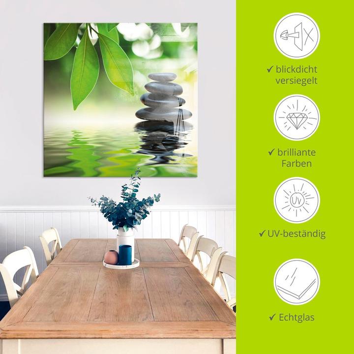 Actual product image Artland Glass picture Zen stone pyramid on water surface T5UJ (30x30 cm)