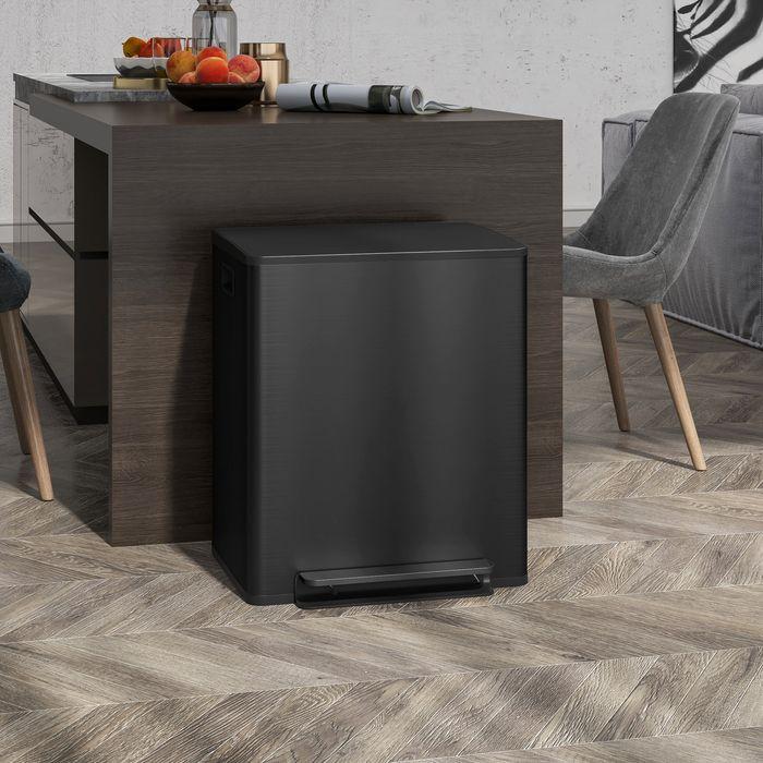 Produktbild Swisshandel24 Mülleimer 2 x 25L Treteimer mit Deckel, Fusspedal, Inneneimer, Edelstahl (50 l)