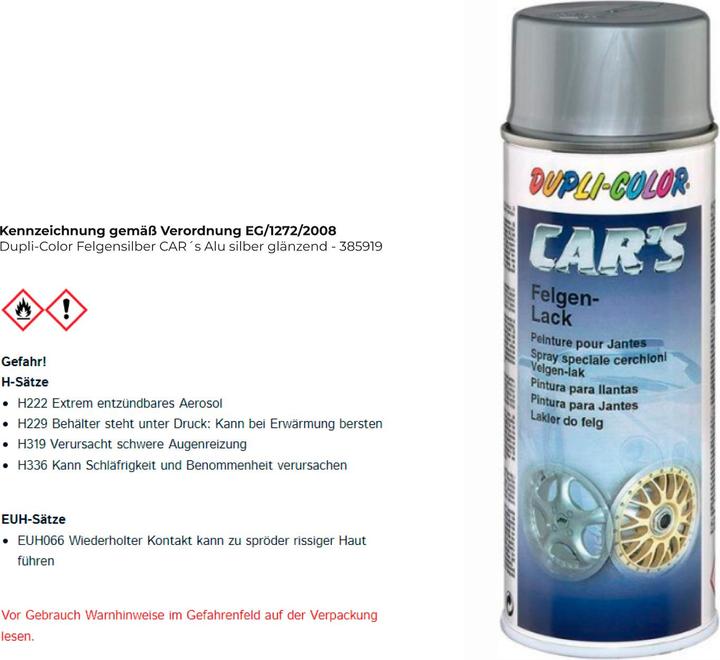 Produktbild Dupli-Color Felgenlack silber (Silber, 0.40 l)