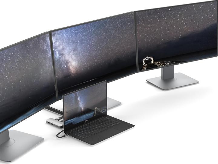 Actual product image LINQ Connects USB-C -> 1x HDMI, 1x DP, 1x miniDP, 1x VGA, 1x USB-C, 2x USB-A LQ48019 grey (USB-C, 7 Ports)