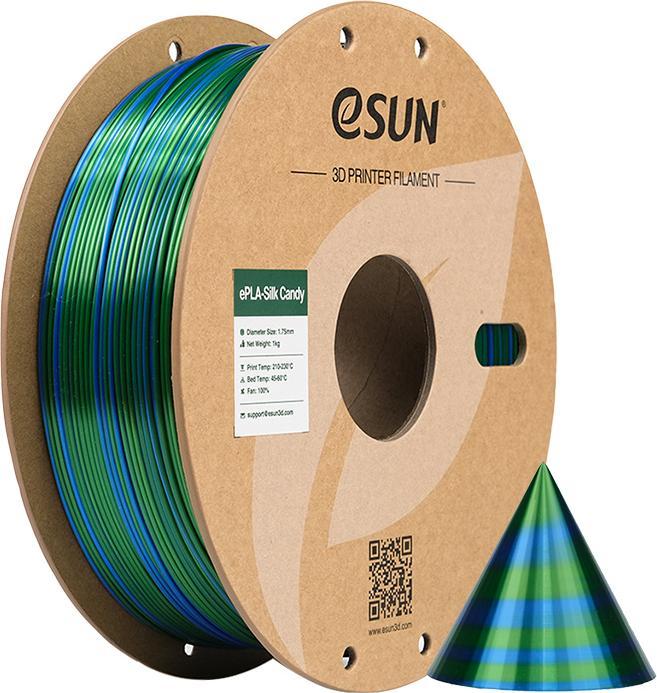 eSUN ePLA-Silk Candy Filament Bleu-Vert 1.75mm 1Kg (PLA, 1.75 mm, 1000 g, Multicolore)