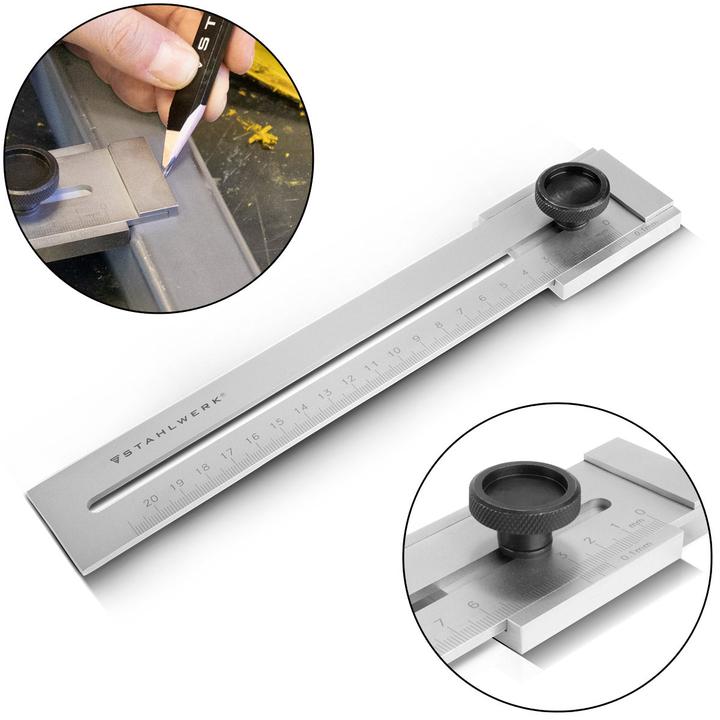 Produktbild Stahlwerk Streichmass mit 200 mm Messbereich und 0,1 mm Nonius aus Edelstahl (20 cm)