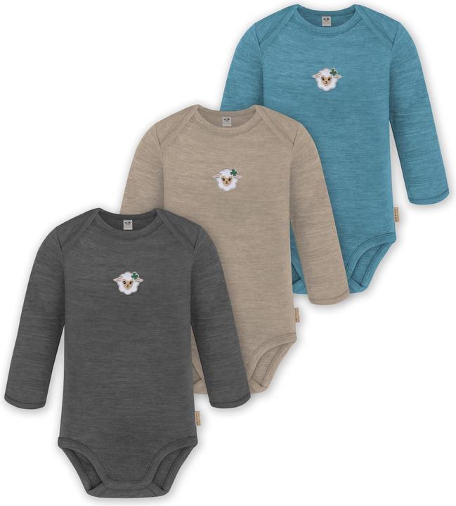 Normani 3er Pack Baby Merino Body Langarm „Auckland" - 9375