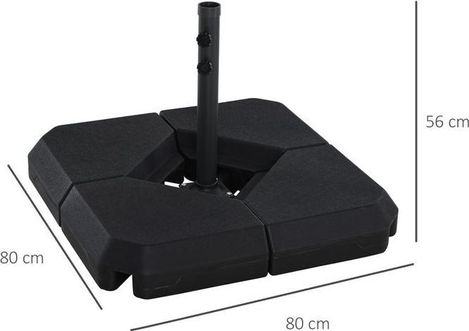 Produktbild Swisshandel24 Sonnenschirmständer mit Wasser oder Sand befüllbar bis 60 kg 4-tlg. Schirmgewicht HDPE Schwarz