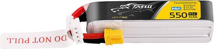 Image du produit Tattu 3s 550mAh 95C 11.4V HV Lipo Battery with XT30 Plug Long-Pack Connector (11.40 V, 550 mAh)