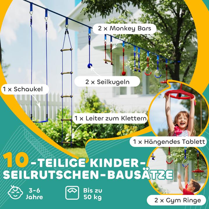 Actual product image Aiyaplay Ninja Slackline-Set Polyester, Kunststoff Blau+Rot