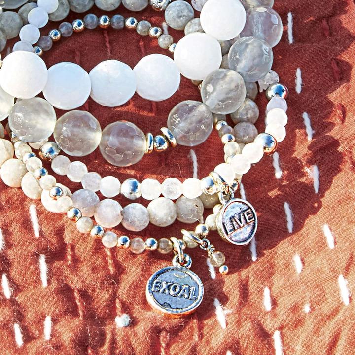 Image du produit Loberon Bracelet Chaim blanc/gris (6 cm, Jade, Laiton)