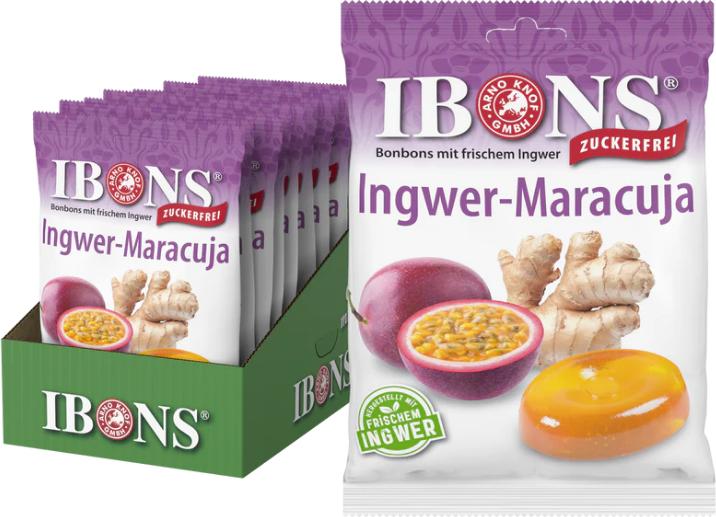 Image du produit Piniol Bonbon au gingembre Display fruits de la passion sans sucre 10x75g (1 pcs, 750 g)