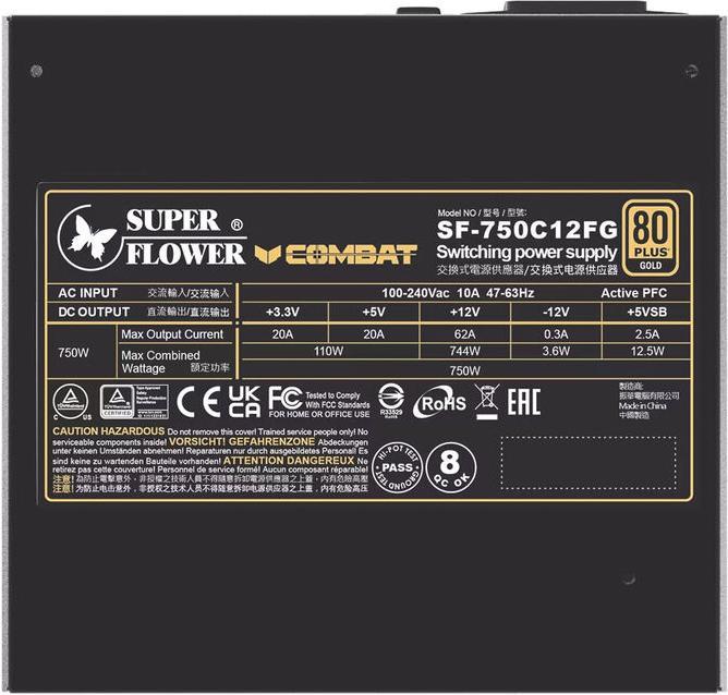 Actual product image Super Flower Combat FG 80 PLUS Gold, ATX 3.1, modular - 750 watts (750 W)