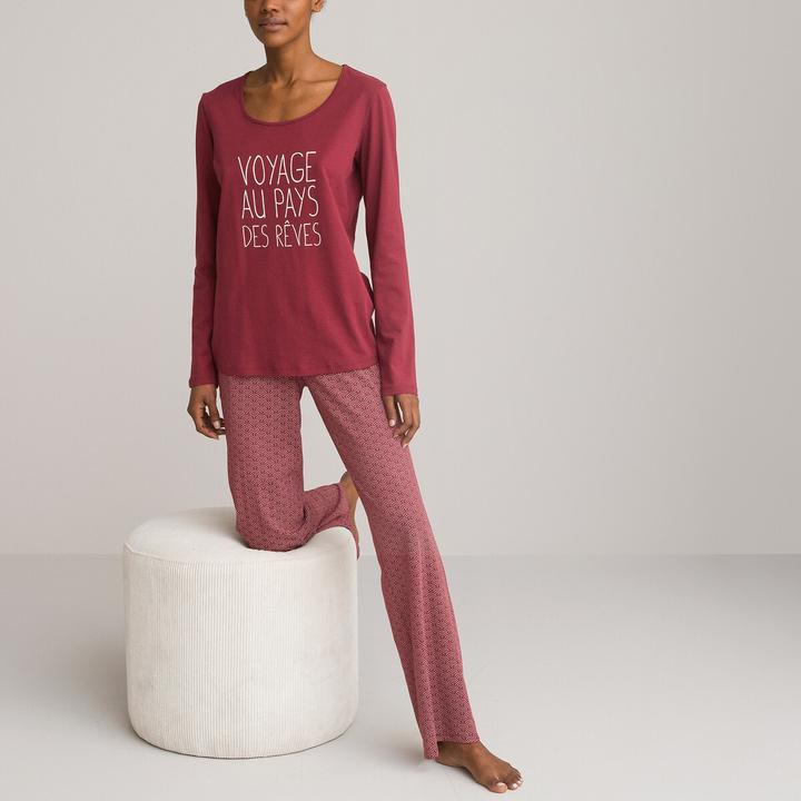 La Redoute Collections Pyjama mit langen Ärmeln aus Baumwoll-Jersey