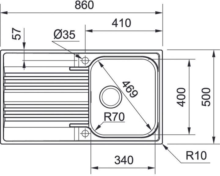 Image du produit Franke Rinceur à insert Smart Srx 611 86 (Éviers à poser, 86 cm, 50 cm)