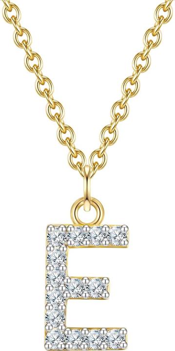 Produktbild Glanzstücke München Damen Buchstabe E Sterling Silber Zirkonia Gelbgold 45,0 cm Basiskette + 5,0 cm Verlängerung - 32100 (Sterling Silber, 40 - 45 cm)