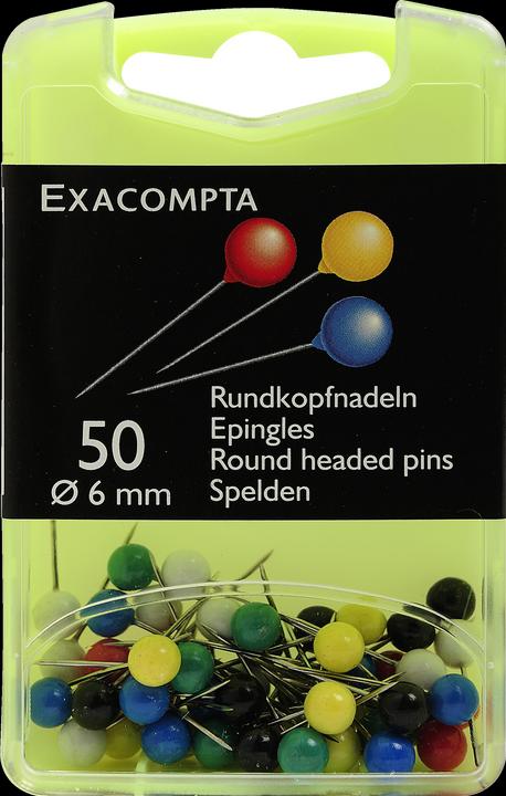 Produktbild Exacompta Rundkopfnadeln Ø 6 mm, multicolor (50 Stück, 15 mm)