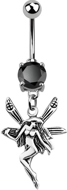 Produktbild Star Piercing Banane silber mit Anhänger Fee schwarz (Chirurgenstahl 316L, ohne Messing, 925 Sterlingsilber)