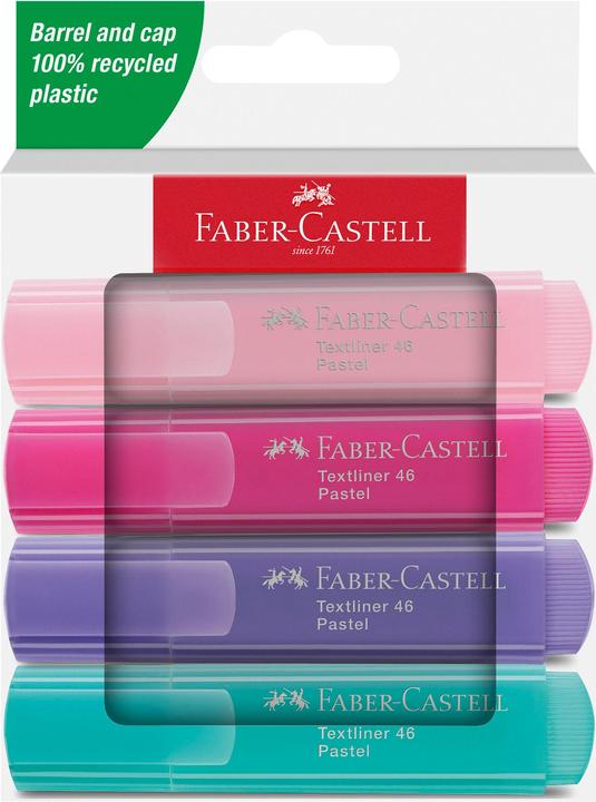Faber-Castell Surligneurs TL 46 Pastel étui de 4 (Turquoise, Violet, Jaune, Rosier, 5 mm, 4 x)