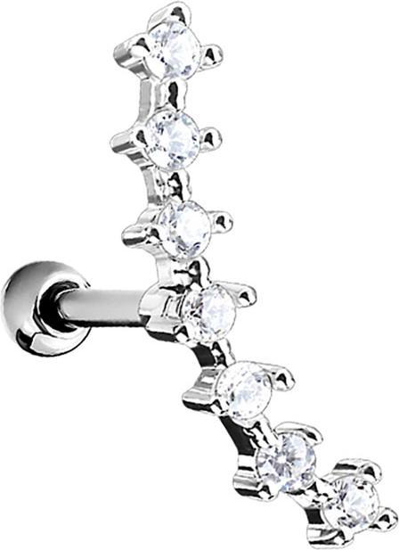 Image du produit Hollywood Body Jewelry Micro Barbell silber mit Kugel und Halbmond mit Kristall (Acier chirurgical 316L, Laiton)
