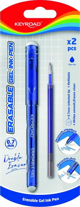 Immagine prodotto Keyroad Penna cancellabile 0,7 mm, più ricarica, blister, blu (Blu, 1 x)