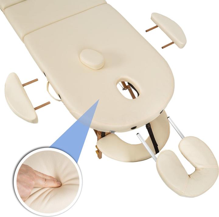 Immagine prodotto tectake Lettino da massaggio ovale a 3 zone con 5 cm di imbottitura, rulli e supporto in legno