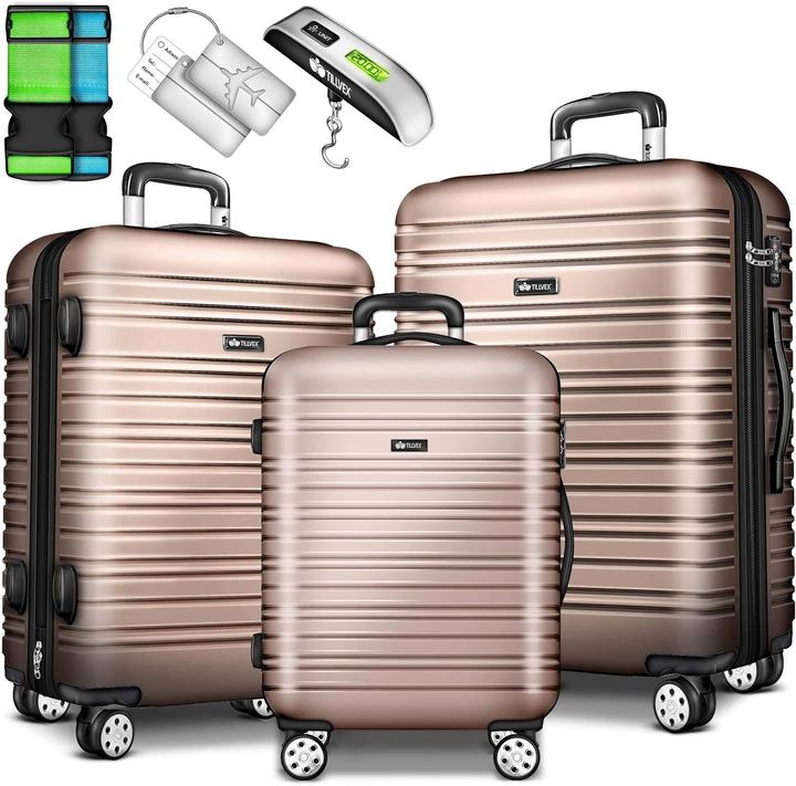 Produktbild Tillvex 3-teilige Reisekoffer-Set mit Kofferwaage & Anhänger (M (50 - 90l), L (90 - 115l), XL (ab 115l))