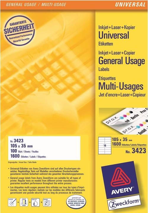 Image du produit Avery Étiquettes universelles