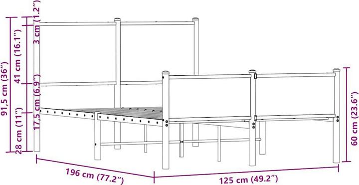 Actual product image VidaXL Bed frame with headboard and footboard 120 x 190cm (120 x 190 cm)