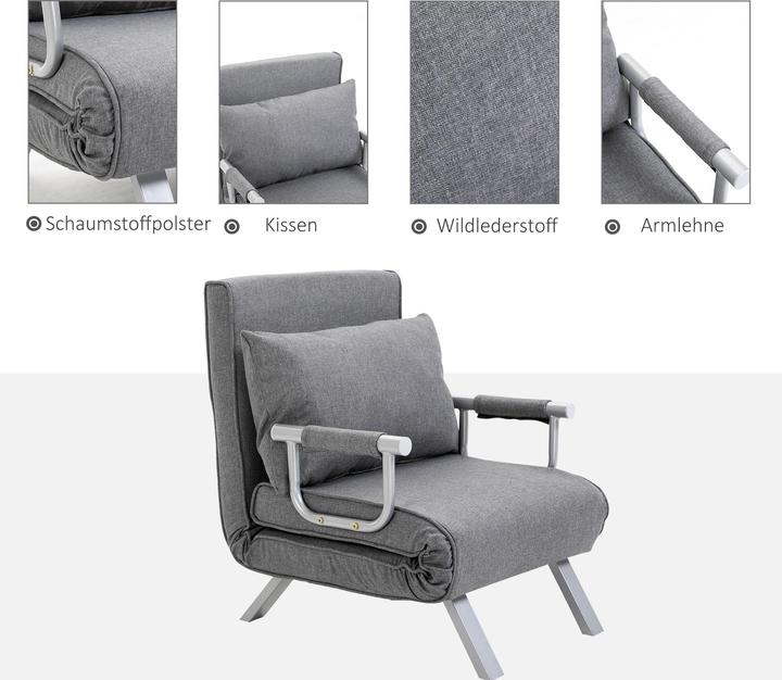 Immagine prodotto Homcom Divano letto 3 in 1 divano, poltrona o lettino (3 posti)