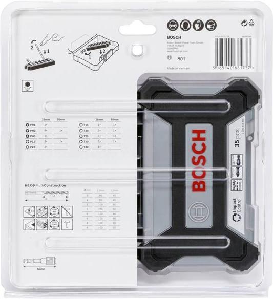 Produktbild Bosch Professional Zubehör Impact Control MultiConstruction und Schrauberbit-Set, 35-tlg. (Kreuz Phillips PH M2, Innensechsrund TX M20, Innensechsrund TX M25, Kreuz Phillips PH M1, Innensechsrund TX M15, Kreuz Pozidriv PZ M3, Innensechsrund TX M30, Kreuz Phillips PH M3, Kreuz Pozidriv PZ M2, Innensechsrund TX M40)