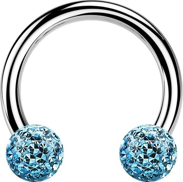 Produktbild Star Piercing Circular Barbell silber mit zwei Kristall Kugeln aqua Epoxy Schutzschicht (Chirurgenstahl 316L, ohne Messing)