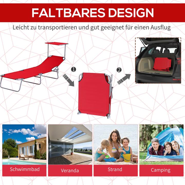 Produktbild Outsunny Sonnenliege mit Sonnenschutz (187 cm)