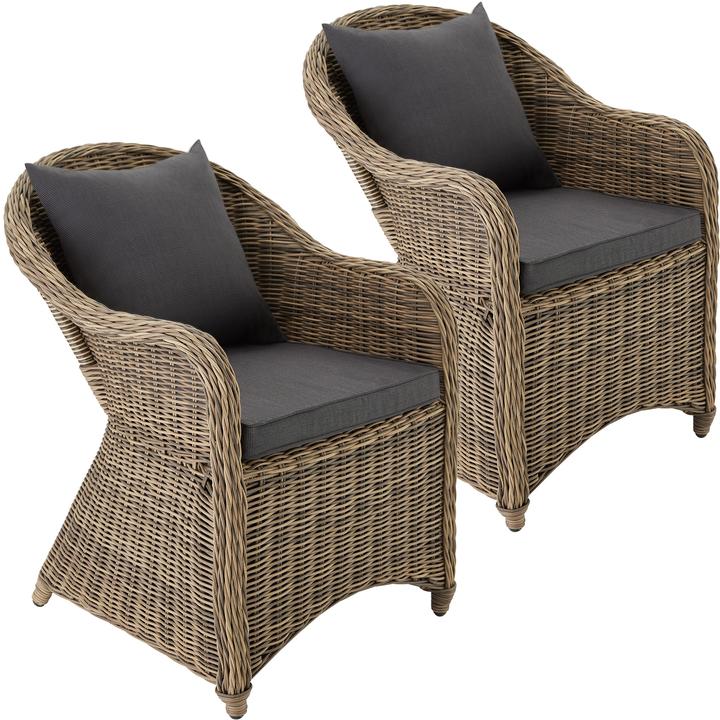 Actual product image tectake 2 Garden chairs in luxury rattan with cushions