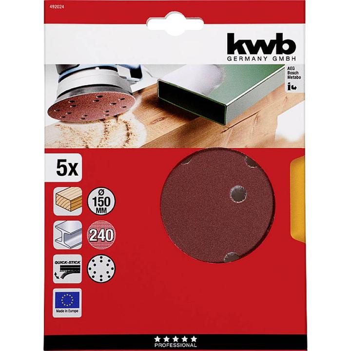 Produktbild kwb Klett-Haftscheiben 150 Gelocht K240/5Stück (240)