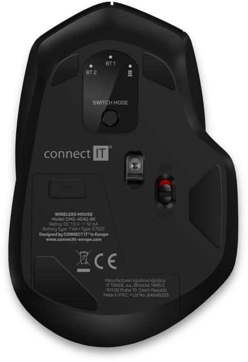 Actual product image Connect IT Triple SmartSwitch bezdrátová pelė, 2.4 GHz & Bluetooth 5.0, juoda (Wireless)