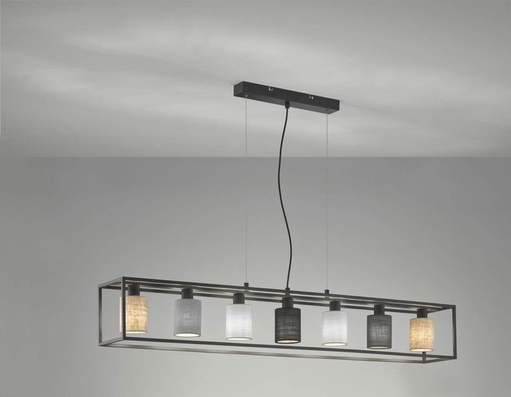 Actual product image Fischer & Honsel Honsel pendant light Isko - sand black/fabric shades linen (60912) (E14)
