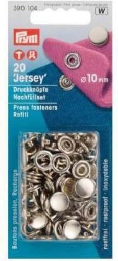 Immagine prodotto Prym Tappo in jersey a pulsante, ricarica, argento 10 mm, cartoncino 20 pezzi.