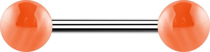 Produktbild Star Piercing Barbell silber mit zwei Kugeln metallbeschichtet orange (Acryl, Chirurgenstahl 316L, ohne Messing)