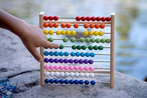 Produktbild Activity Board Rechenrahmen aus Buche für Grundschüler / 100 Holzrechenbrett / bunte Kugeln mit Aufgaben
