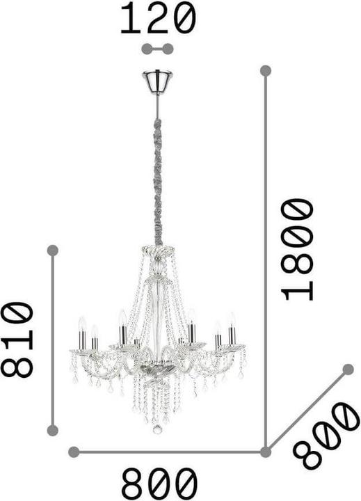 Immagine prodotto Ideal lux AMADEUS lampada a sospensione E14 8 vie ⌀800mm dimmerabile Clear 168777 (E14)