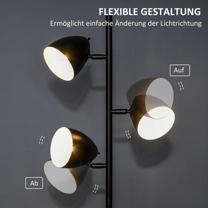 Produktbild Swisshandel24 Stehlampe, 40 W 3 flammig Stehleuchte mit Lampenschirmen aus Stahl, E27 Fassung (E27)