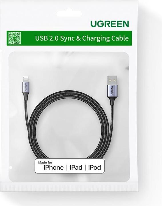 Produktbild Ugreen Lightning USB Nylon Alu MFi (2 m, USB 2.0)
