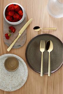 Actual product image Amefa Cutlery set 24 pieces hammered PVD champagne 3319 Felicity (24 Piece, Cutlery set)