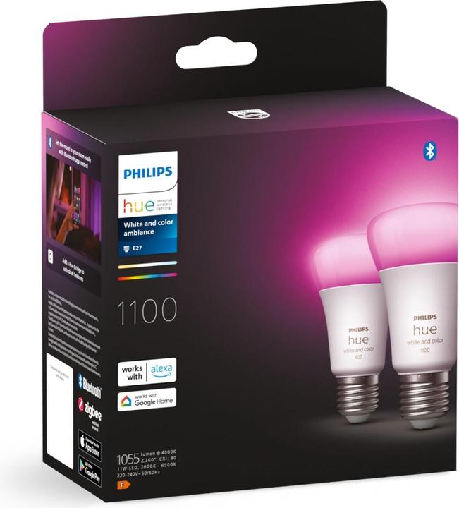Productafbeelding Philips Hue Tint Wit Kleur Sfeer (E27, 9 W, 1100 lm, 2 x, F)