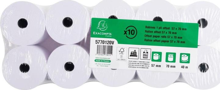 Actual product image Exacompta Cash register rolls, 57 mm x 44 m x 12 mm, extra white