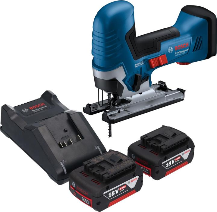 Bosch Professional Bosch GST 18V-125 S Professional Akku Stichsäge 18 V 125 mm Brushless + 2x Akku 5,0 Ah + Ladegerät