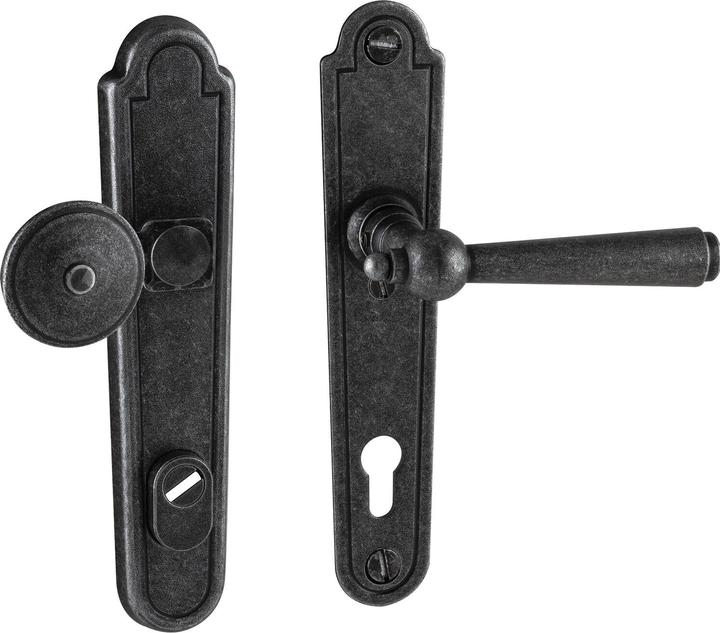 Produktbild Halcö Sicherheits-Wechselgarnitur KALTENBACH PZ92, rechts, verzinkt schwarz passiviert (Türschildgarnitur)