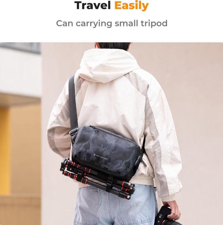 Actual product image K&F Concept Sling Bag 10L Urban Wander 01 (Black+Camouflage) (Camera shoulder bag, 10 l)